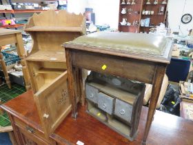 A SMALL PINE CUPBOARD, PIANO STOOL, FRENCH CUPBOARD AND A CHAIR (4)