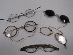 FIVE PAIRS OF ANTIQUE SPECTACLES