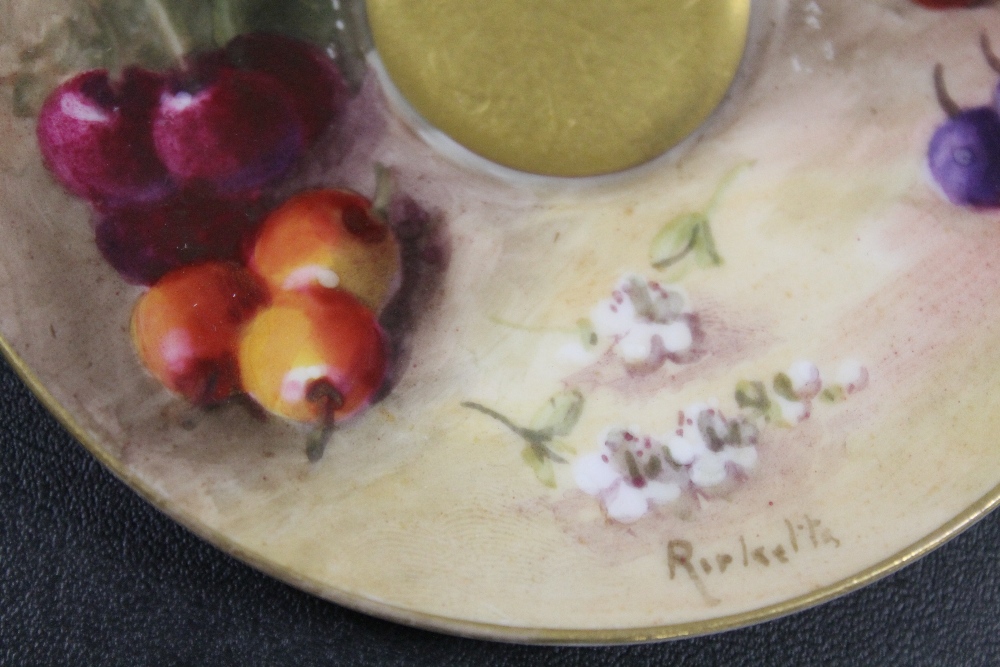 ROYAL WORCESTER 'FALLEN FRUIT' CABINET CUP AND SAUCER - SIGNED RICKETTS C1913 - Image 2 of 3