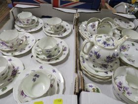 TWO TRAYS OF HAMMERSLEY FLORAL TEA WARE
