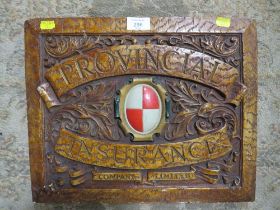 A VINTAGE FIBRE GLASS ADVERTISING SIGN FOR 'PROVINCIAL INSURANCE Co LTD'