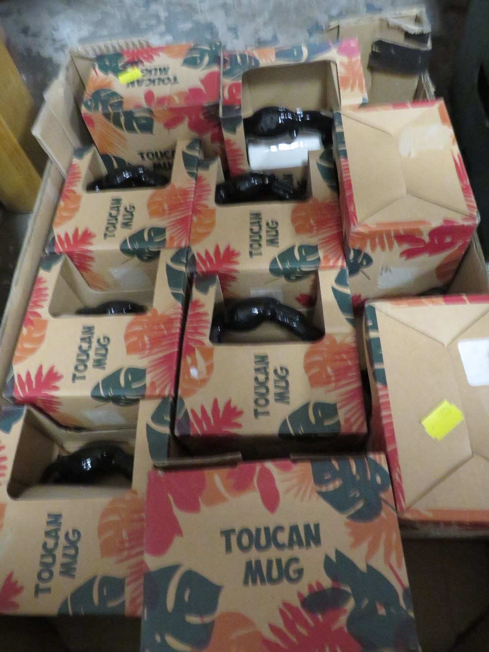 A BOX OF NEW OLD STOCK TOUCAN MUGS