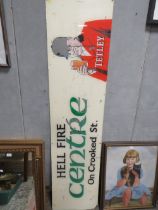 A VINTAGE PERSPEX ADVERTISING SIGN FOR TETLEY 'HELL FIRE CENTRE ON CROOKED STREET'