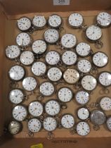A TRAY OF 40 VARIOUS SILVER CASED POCKET WATCHES