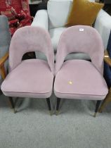 A PAIR OF MODERN PINK DINING CHAIRS