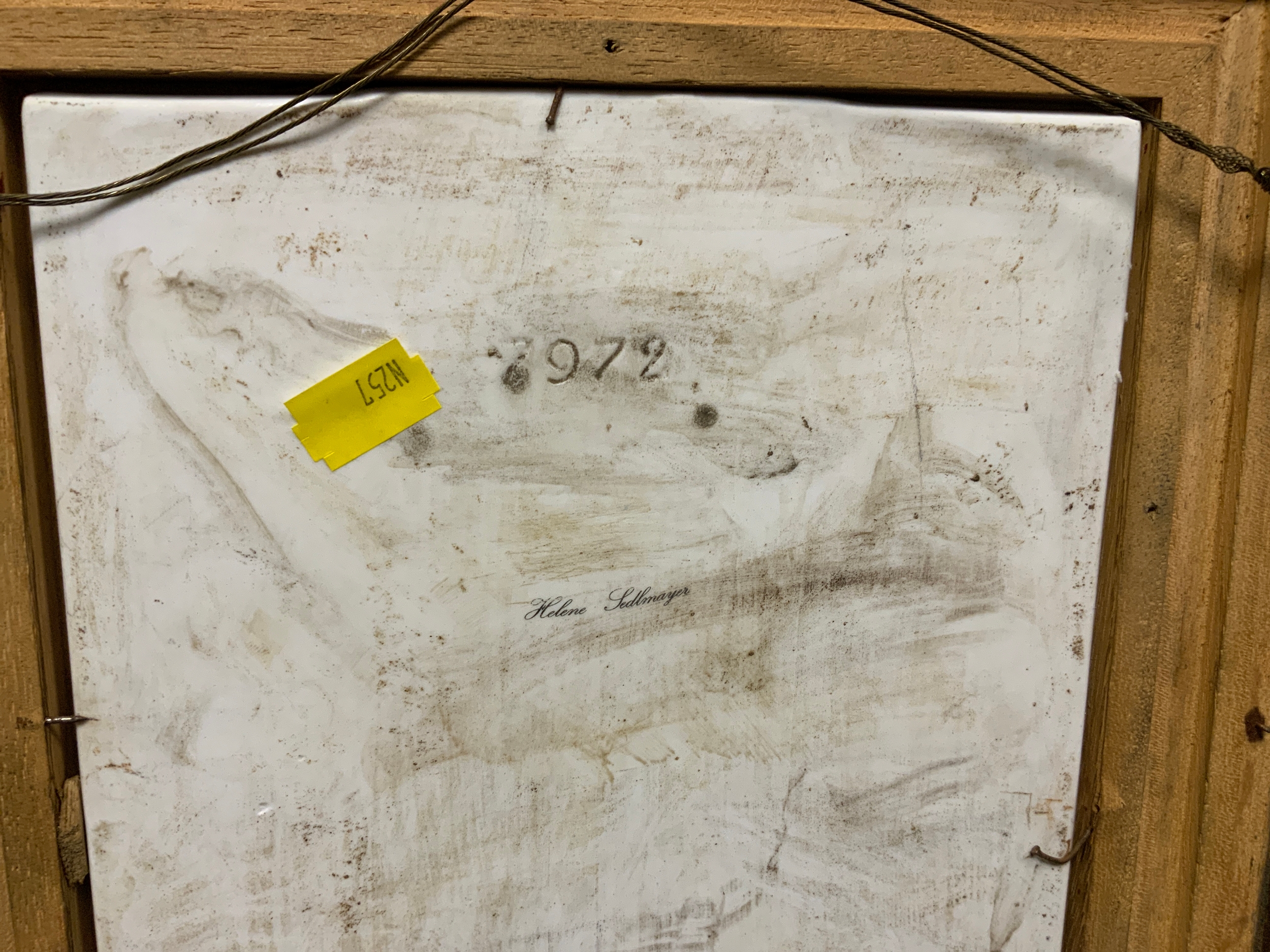 A Continental porcelain plaque depicting a young lady wearing a pink scarf - Image 2 of 2