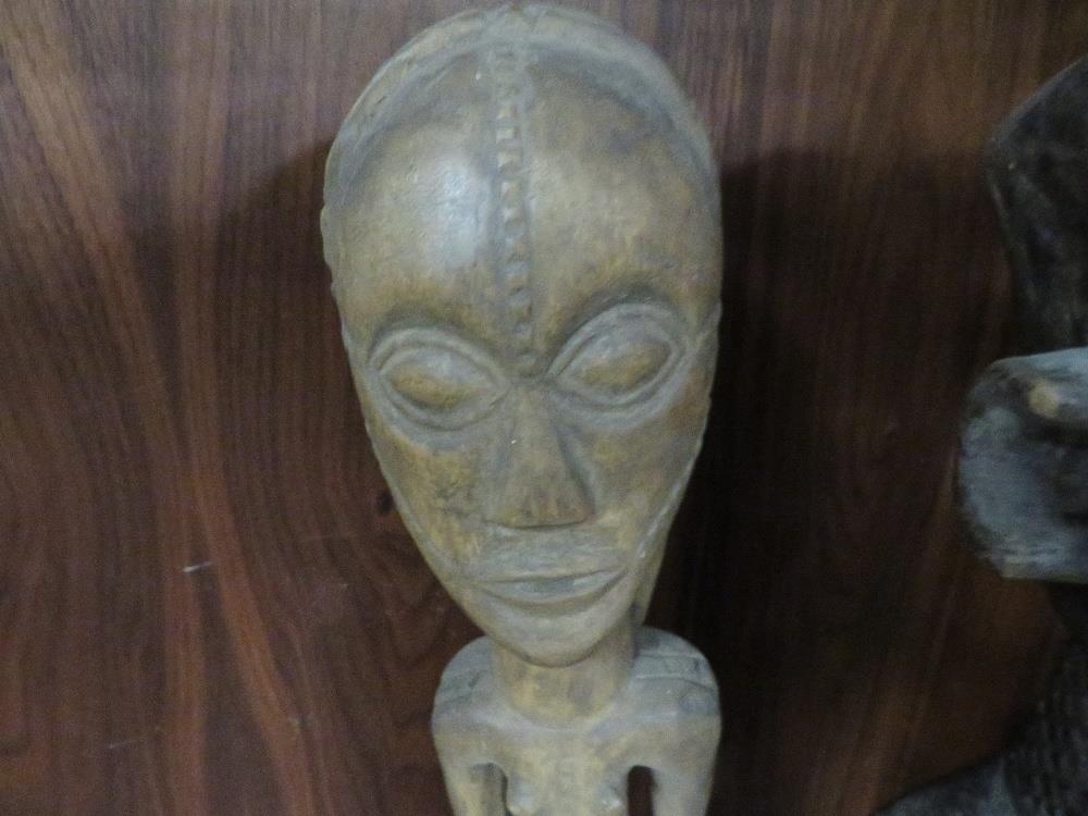 A large African tribal art Congo Bene Lualua male standing figure, a Congo Tabwa figure and Nigerian - Image 2 of 4