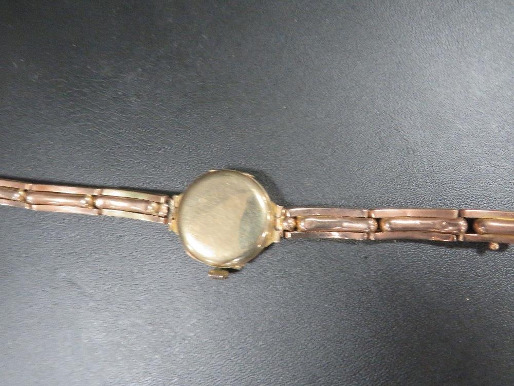 A vintage 9 carat gold watch on expanded plated bracelet - Image 2 of 2