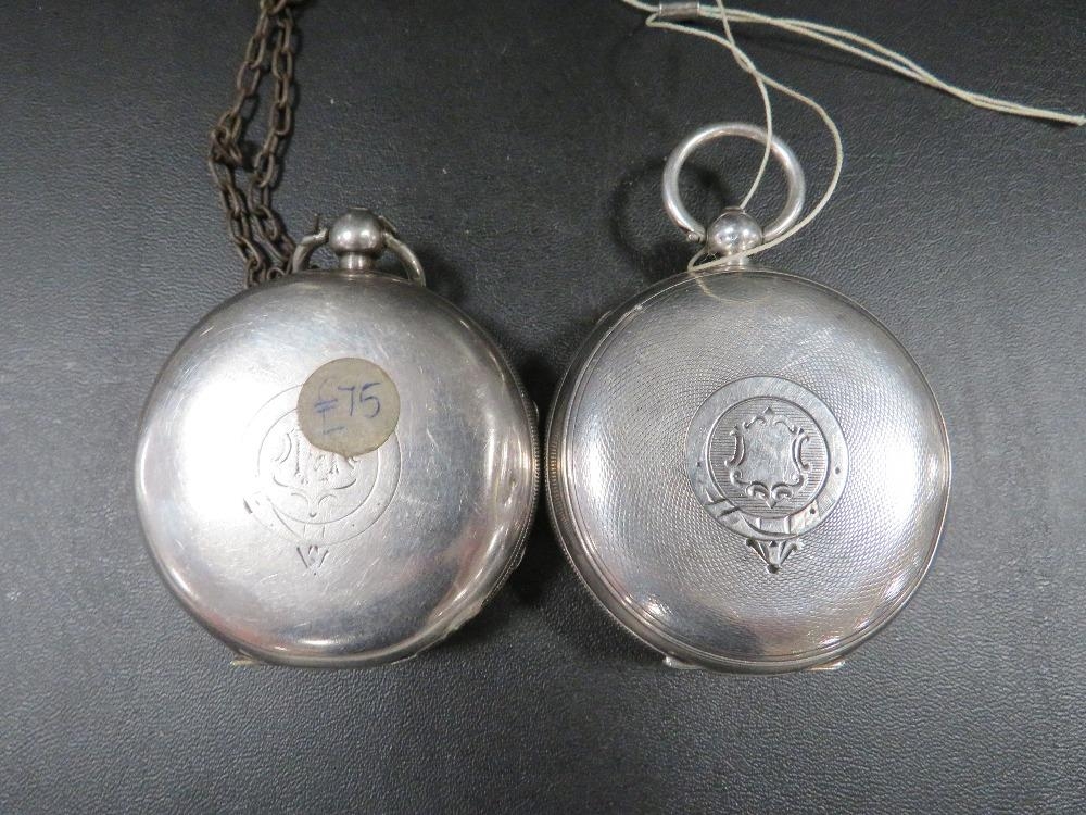 Two silver open faced pocket watches - Image 2 of 2