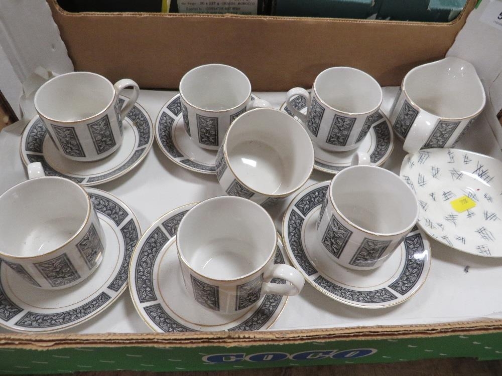 A small tray of Midwinter coffee ware