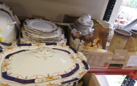 Two trays of ceramics to include Royal Albert Fancy Free tea ware