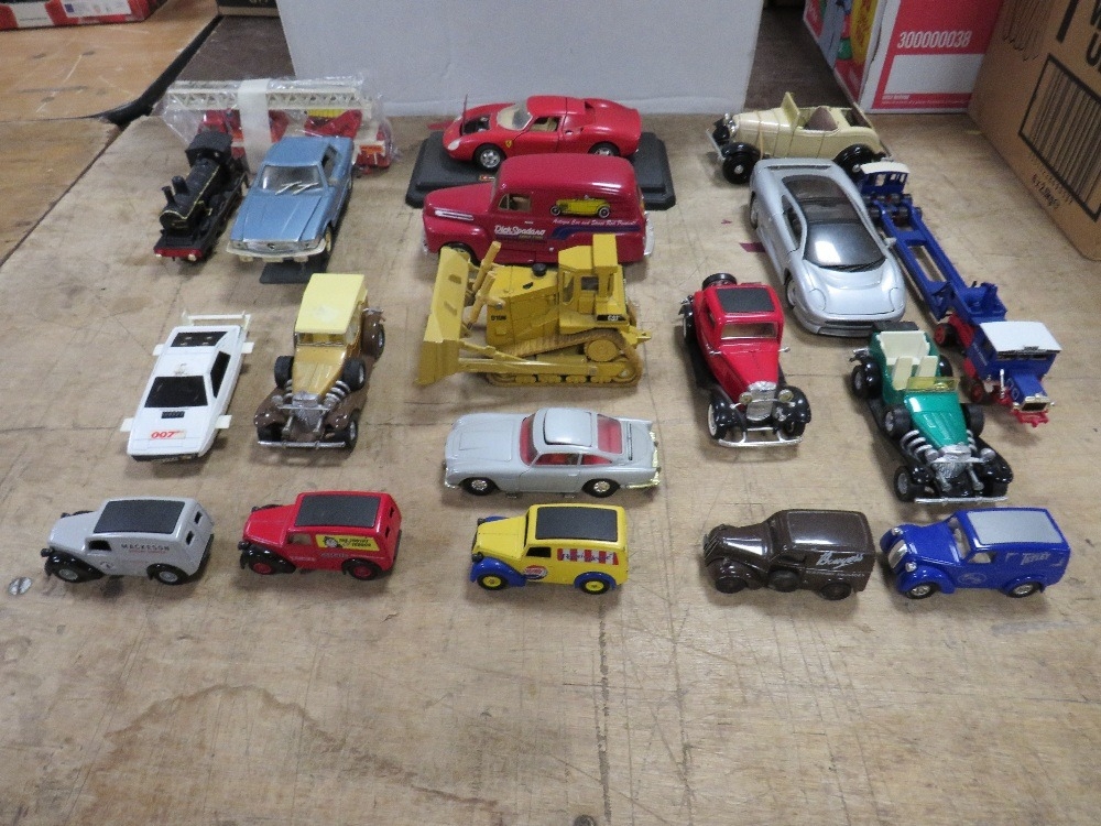 NINETEEN UNBOXED DIE CAST VEHICLES, to include Liberty 1948 Ford, ERTL Dyersville earth mover, Corgi