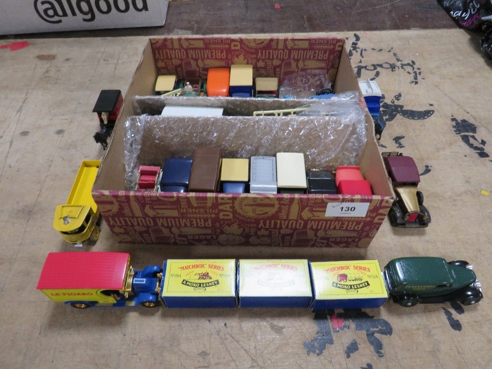 A SMALL TRAY OF UNBOXED DIE CAST, mainly Lledo / Days Gone, together with three box Matchbox
