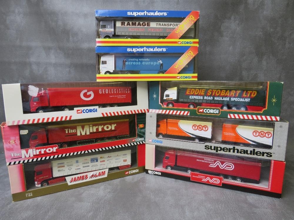 EIGHT BOXED CORGI SUPERHAULERS, to include James Irlam, TNT, Norbert Dentressangel, Geologisitics.