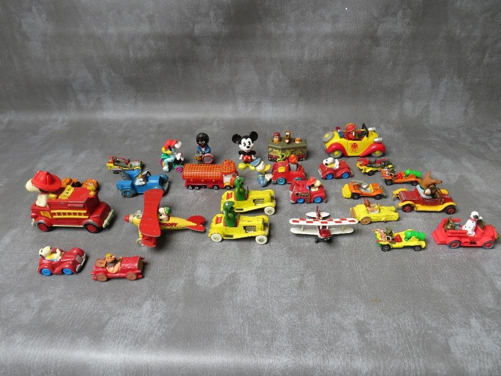 A SMALL BOX OF UNBOXED CHILDRENS RELATED TOYS, by Corgi, Aviva etc., to include Kermit The Frog,