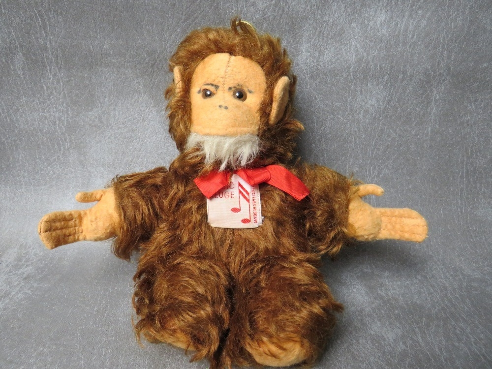 A VINTAGE MERRYTHOUGHT MUSICAL 'THUMPER' SOFT TOY, H 41 cm, together with a musical Music Reuge bear - Image 2 of 6