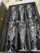 A boxed Royal Doulton hand cut crystal set of six wine glasses