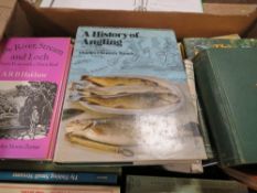 A tray of vintage fly fishing angling books