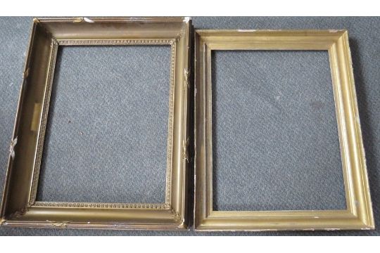 A 19TH CENTURY GOLD FRAME, frame W 9 cm, rebate 62 x 46 cm, together with another similar frame, - Image 1 of 13