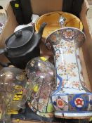 A box of antique china and glass items