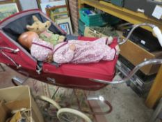 A vintage Silver Cross pram together with a selection of vintage dolls, bears and a model horse