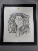 Pablo Picasso - A framed limited edition ‘Portrait of Francoise’, with certificate on the reverse,