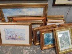 A large collection of assorted pictures and prints of mainly landscapes