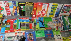 A COLLECTION OF OVER ONE HUNDRED ENGLAND FOOTBALL PROGRAMMES THROGUH THE YEARS, form 1966 to the