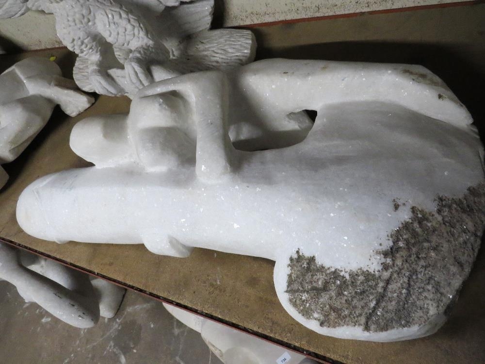 A white marble quartz type statue of an erotic nature - H 80 cm, W 35 cm