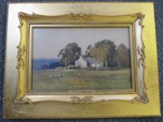 ARTHUR TUCKER (1864-1929). A rural scene with farmstead 'A Westmoreland Farm', signed lower left,