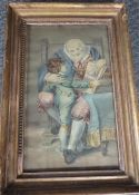A 19TH CENTURY BRITISH SCHOOL INTERIOR SCENE, with bearded man and grandson, unsigned,