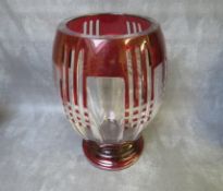 A LARGE VAL SAINT LAMBERT ART DECO STYLE FLASH CUT VASE, marked to the base, H 28 cm