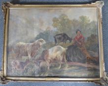 CIRCLE OF FREDERICK WILLIAMSON (1835-1900). Mountainous wooded landscape with shepherdess, goats,