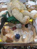 A small tray of glassware with a small tray of sundries