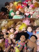 Two trays containing a collection of TY Beanies - mainly TY Beanie Kids and TY Beanie Boppers