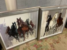 Bernard Ott - A framed pair of horse prints 69 x 69 cm