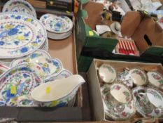 Three trays of ceramics to include Masons Regency and Coalport Indian Tree etc including a selection