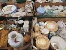 Four trays of assorted ceramics to include tea ware, jugs etc A/F