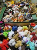 Three trays containing a collection of TY Beanies - mainly TY Beanie animals