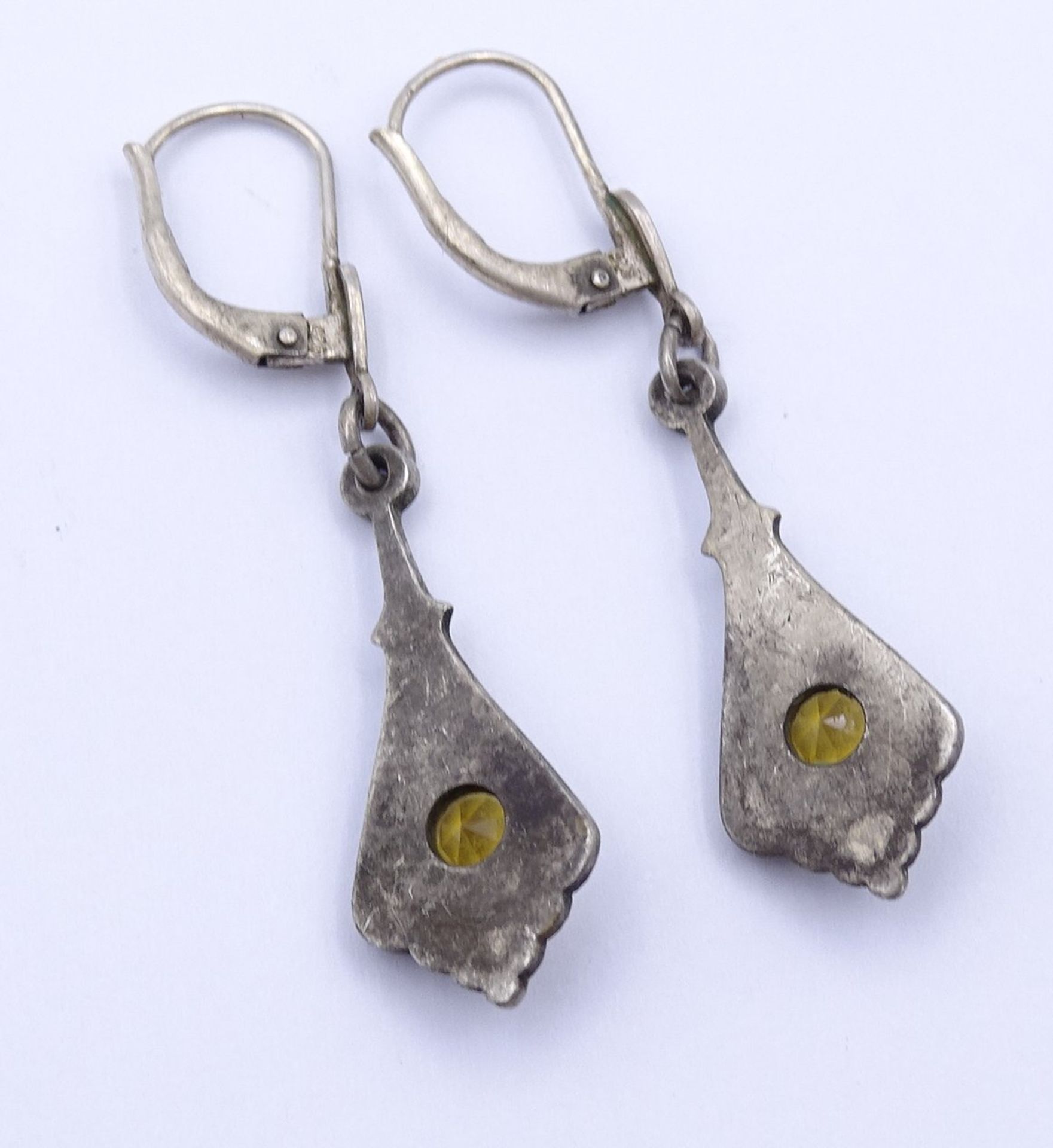 Paar alte Ohrhänger mit Citrine, Silber 925/000, L. 4,3cm, zus. 3,4g. - Image 3 of 3