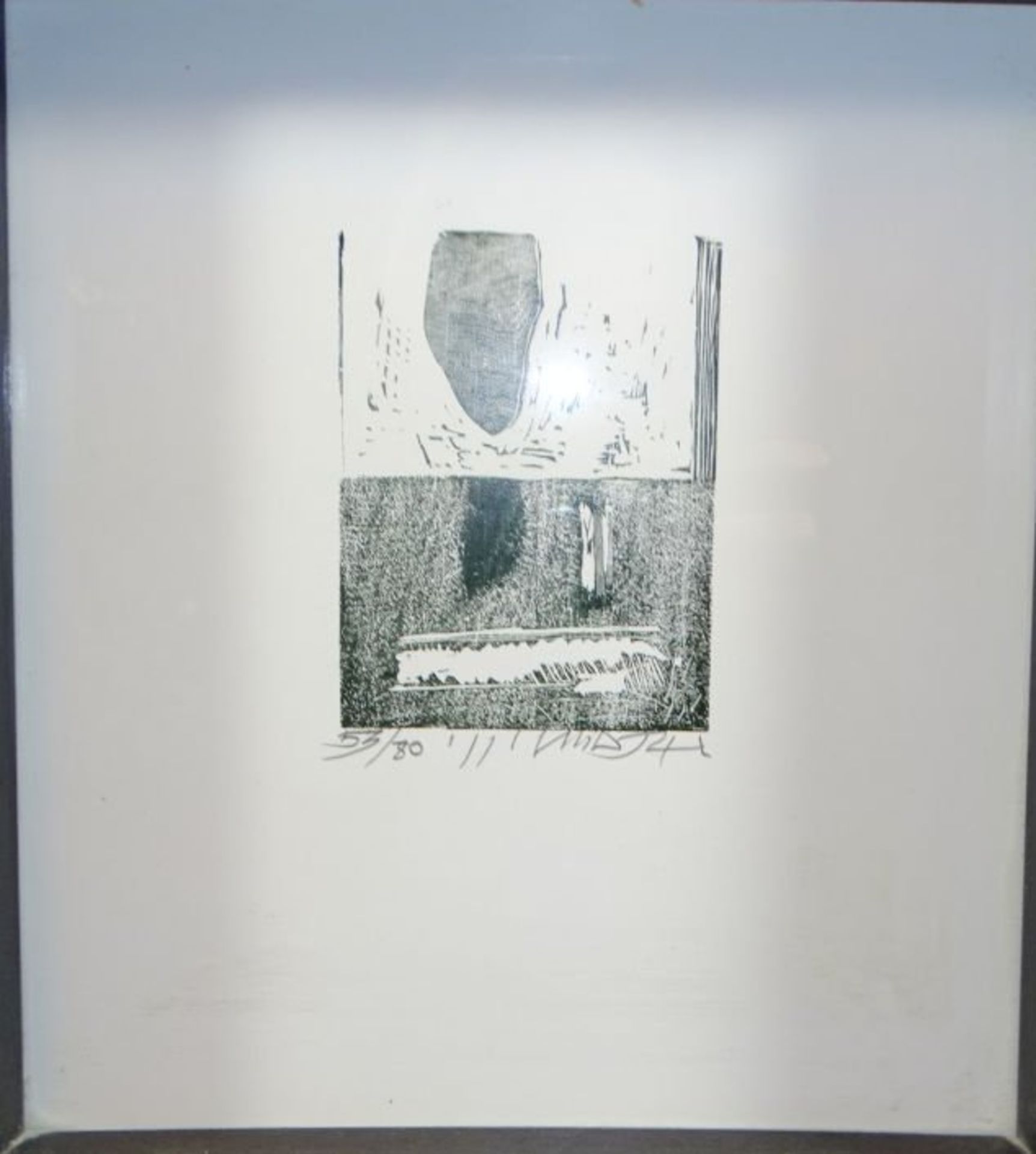 unleserl. sign. kl. Lithografie, ger/Glas, RG 24x22 cm, Nr. 53/80 - Image 2 of 5