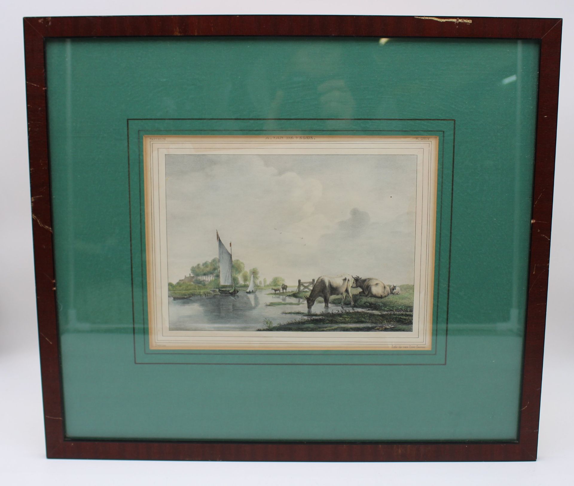 Litho wohl um 1900, Flusslandschaft, ger./Glas, RG 43 x 50cm. - Image 3 of 4