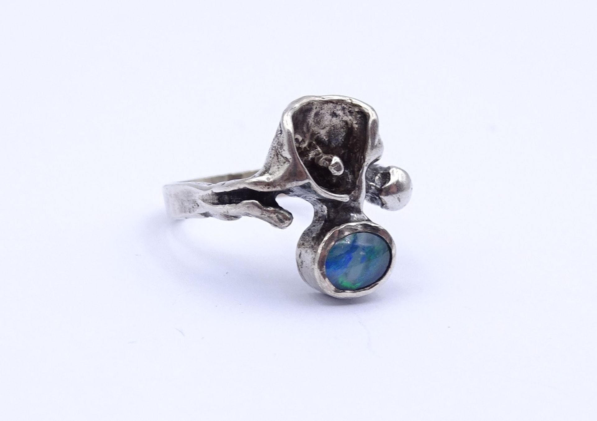Ring mit Opal, Silber 835/000, 5,1g. RG 53 - Bild 2 aus 3