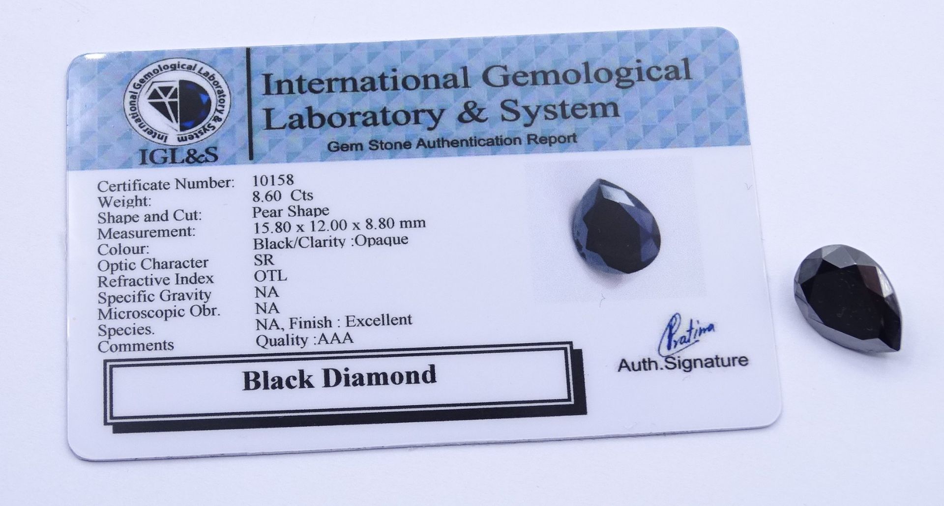 schwarzer Diamant 8,6ct., - Bild 2 aus 5