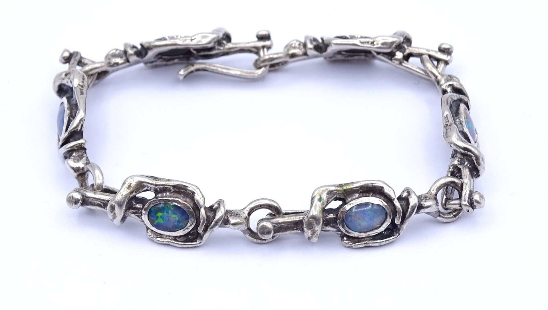 Armband mit 6 Opale, Silber 835/000, L. 19cm, 26g. - Bild 2 aus 4