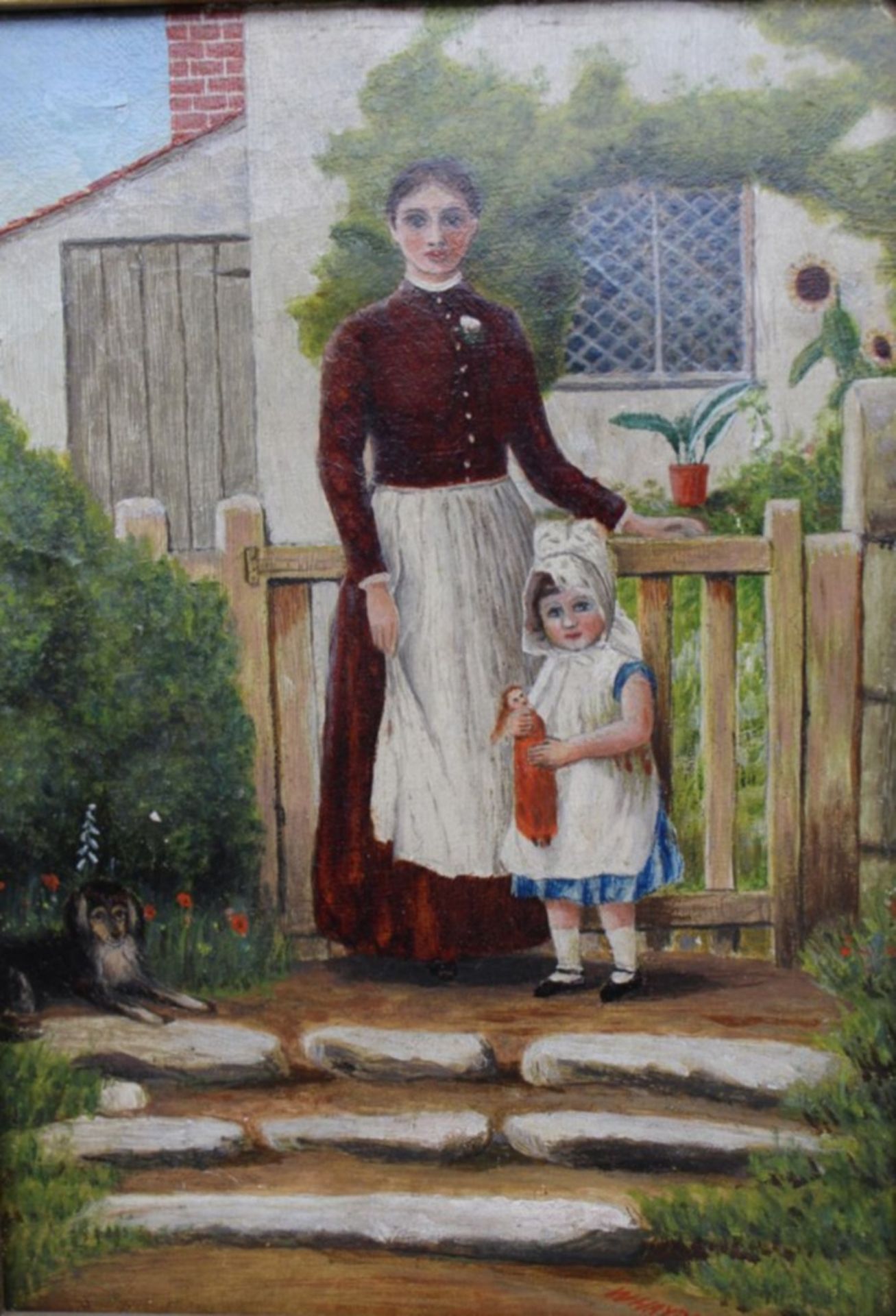 William HAYDON (XVIII) "Mutter mit Tochter", Öl/Leinen, gerashmt, RG  45x35 cm