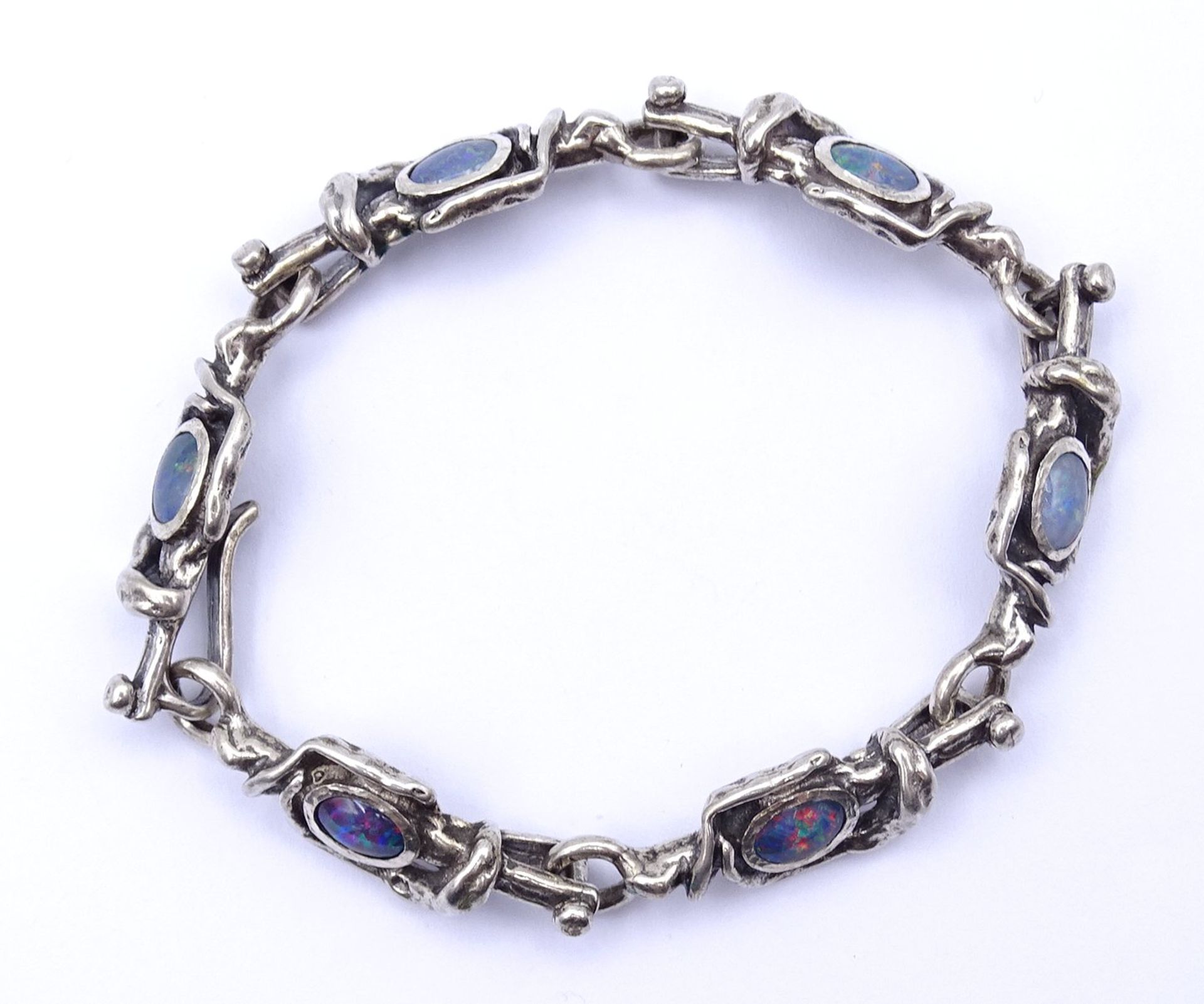 Armband mit 6 Opale, Silber 835/000, L. 19cm, 26g. - Image 3 of 4