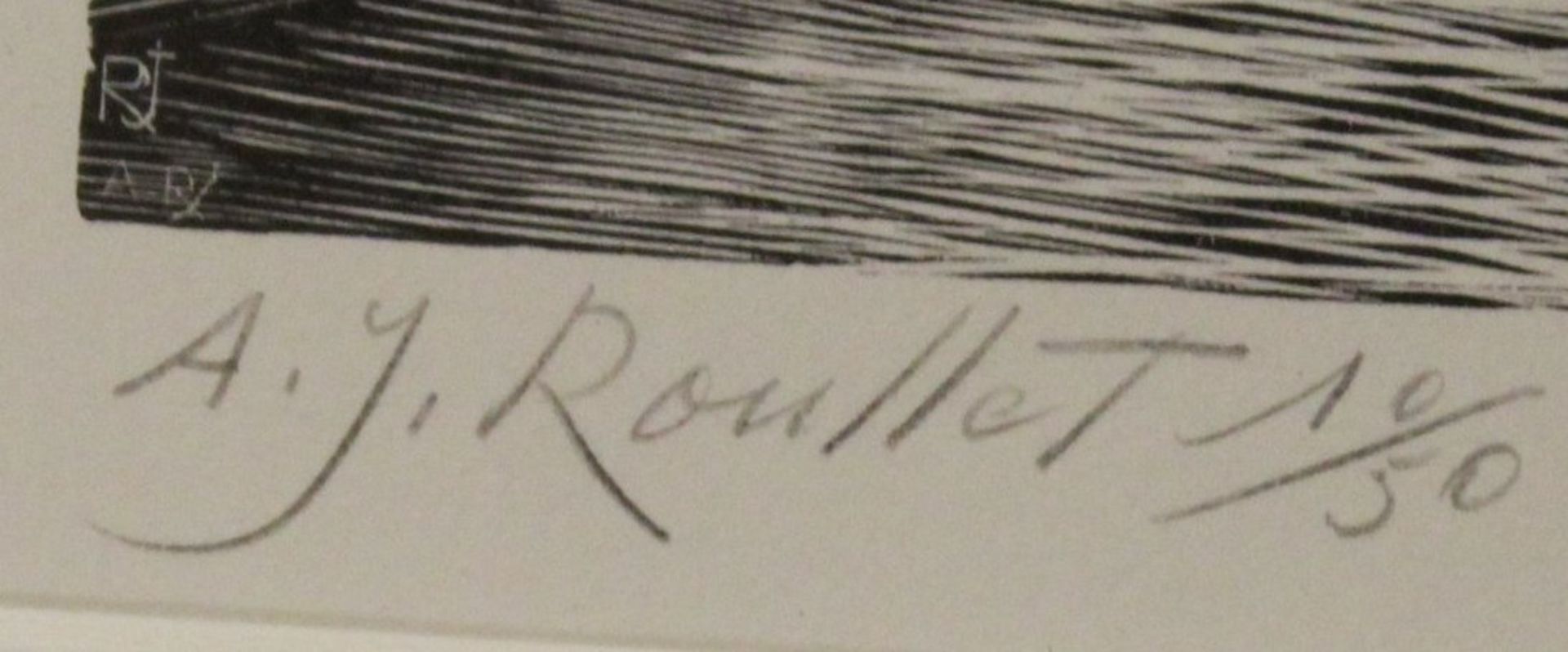 Jacques Armand ROULLET (1903-1995), Hafenansicht, Xylographie, franz. betitelt, gerahmt/Glas, RG 36 - Image 3 of 4