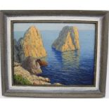 Guido ODIERNA (1913-1991) "Felsen vor Capri", Öl/Holz, gerahmt, RG 27x32 cm