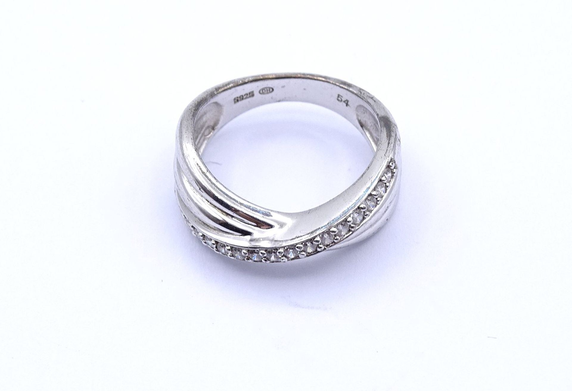 925er Silber Ring mit klaren Steinen, 4,6g., RG 54 - Bild 2 aus 4